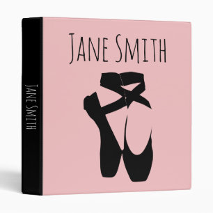 Black ballet  pointe shoes binder