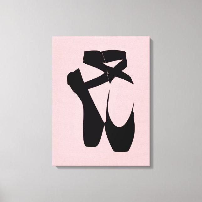 Black ballet  pointe shoes canvas print (Front)