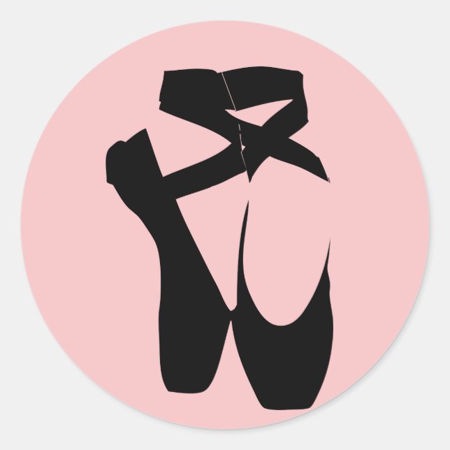 Black ballet  pointe shoes classic round sticker (Front)