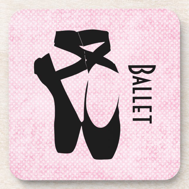 Black Ballet Shoes En Pointe Coaster (Front)