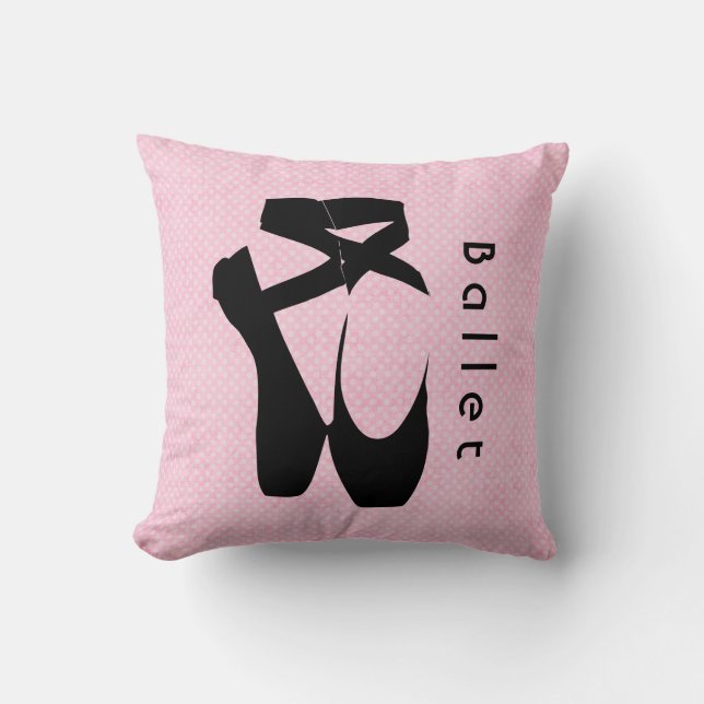 Black Ballet Shoes En Pointe Throw Pillow (Front)