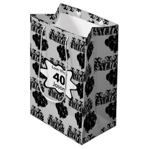 Black Balloon Birthday   Personalize Medium Gift Bag