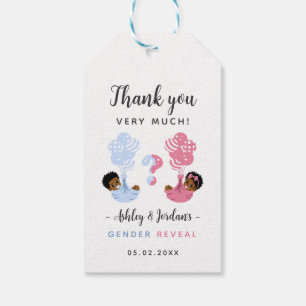 Black Balloon Gender Reveal Thank You Favour Tags