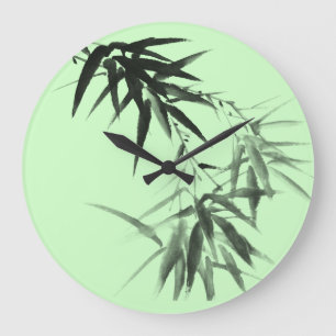 Black Bamboo Twig Large Clock