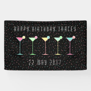 Black Banner, Cocktail Party, Coloured Confetti Banner