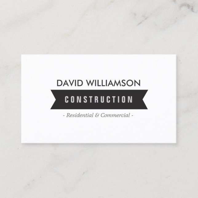 BLACK BANNER CONSTRUCTION, BUILDER, ARCHITECT BUSINESS CARD (Front)