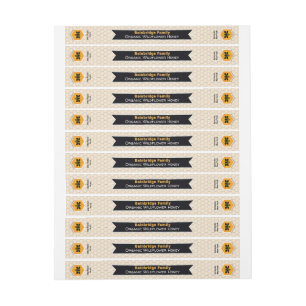 Black Banner Gold Honey Jar Tamper-Proof Lid Label