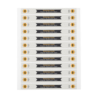 Black Banner Ivory White Honey Jar Lid Label Set