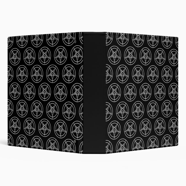Black Baphomet Pentagram 1.5" Inch  Binder (Background)
