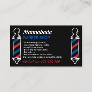 Black Barber Pole Salon Branding Design Business Card