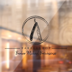 Black Barber Razor Simple Logo Business Window Cling