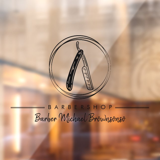 Black Barber Razor Simple Logo Business Window Cling (Sheet 2)