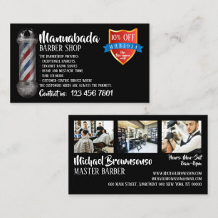 Black Barber Shop Loyalty Discount coupon Business Card
