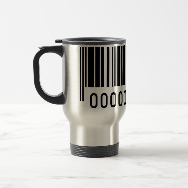 Black Barcode Aluminum Travel Mug (Left)