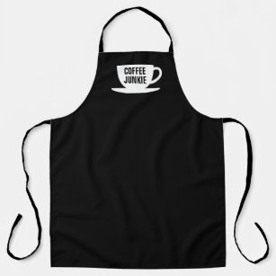Black barista apron with funny cup and saucer logo