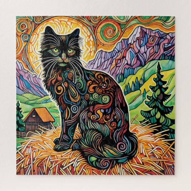 Black Barn Cat 600 Piece Puzzle (Vertical)