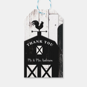 Black Barn White Wood Rustic Farmhouse Wedding Gift Tags