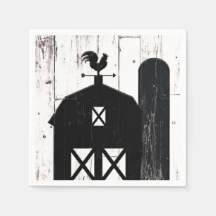 Black Barn White Wood Rustic Farmhouse Wedding Napkin