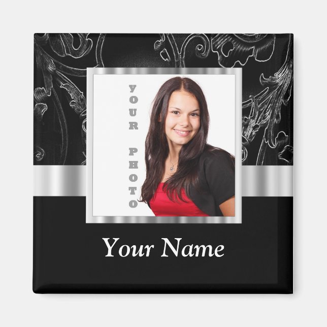 Black baroque instagram template magnet (Front)