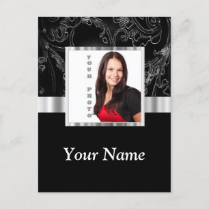 Black baroque instagram template postcard