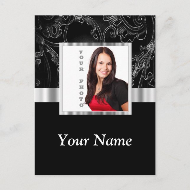 Black baroque instagram template postcard (Front)