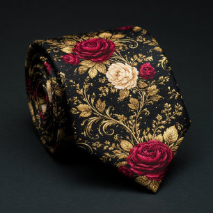 Black Baroque Roses Elegance Tie