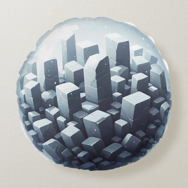 Black Basalt Stone Round Pillow (Front)