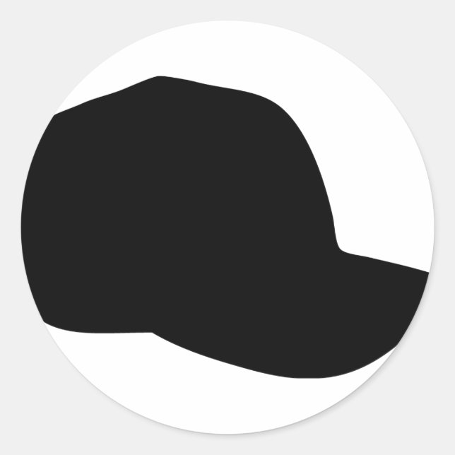 black baseball cap icon classic round sticker (Front)