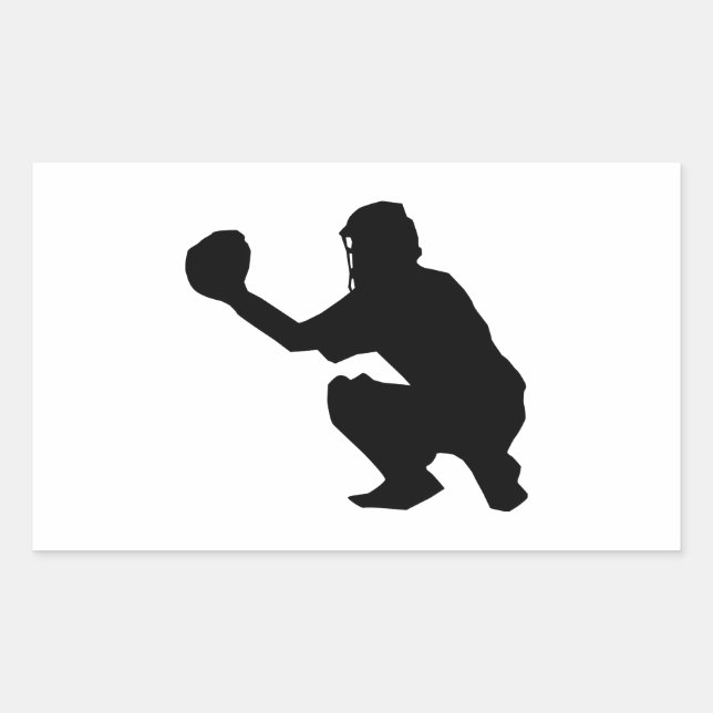 Black Baseball Catcher Silhouette Sticker (Front)