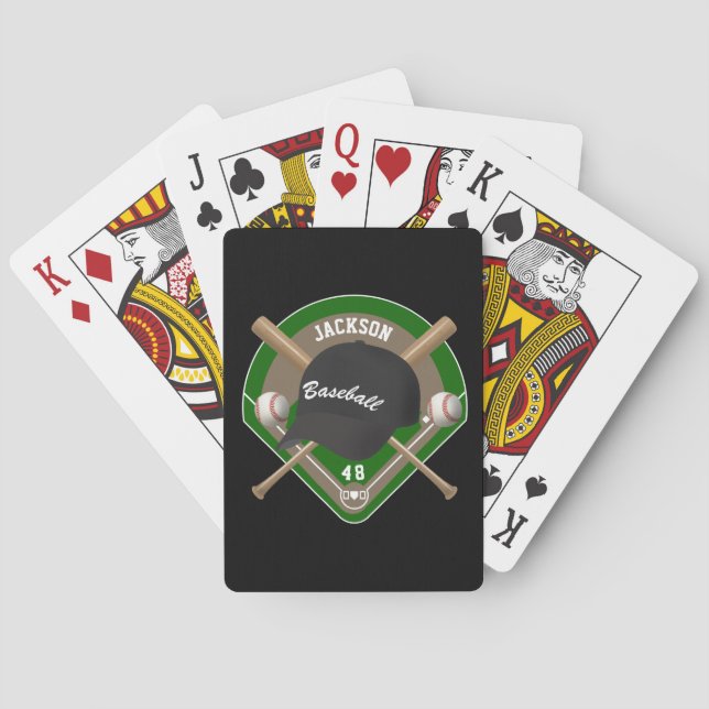 Black Baseball Diamond Player Name and Number Playing Cards (Back)