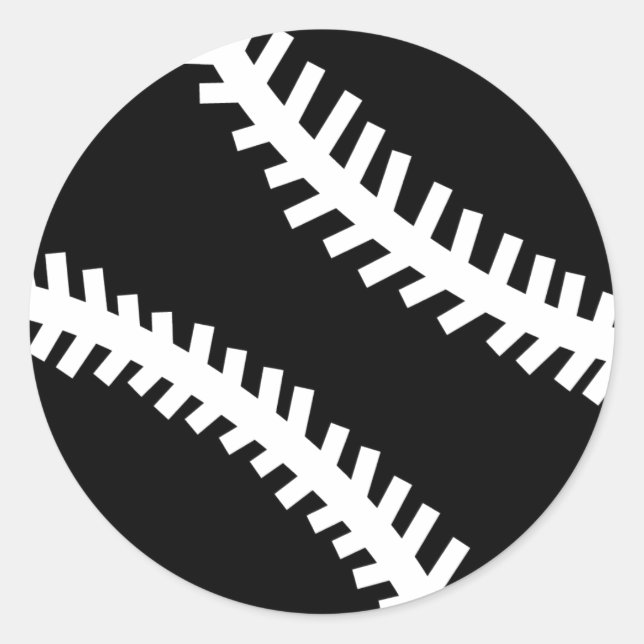 black baseball icon classic round sticker (Front)