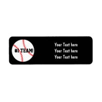 Black Baseball Team Birthday Party Address Labels