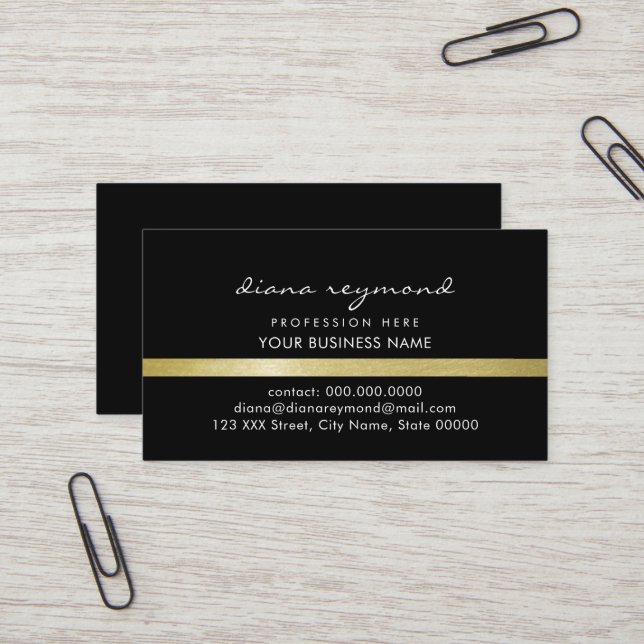 Black Basic Elegant Business Card (Front/Back In Situ)