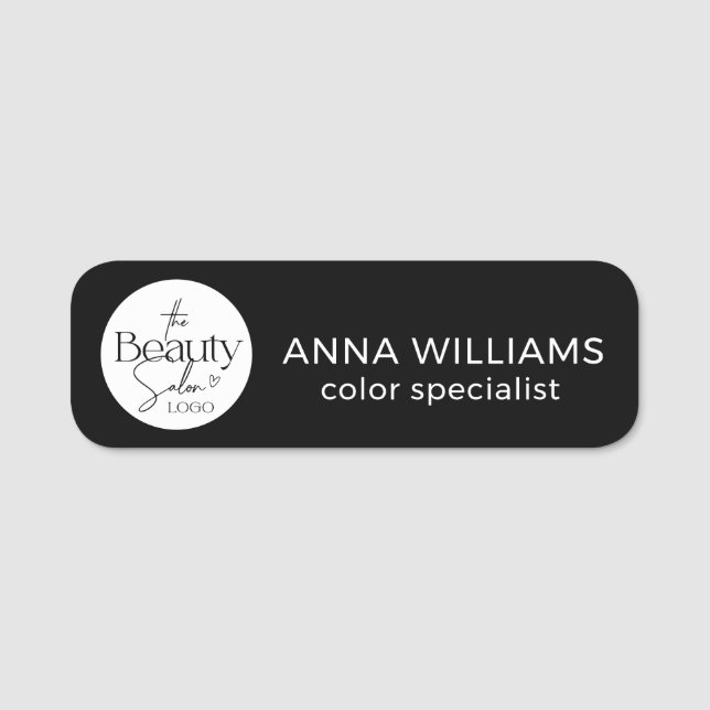 Black Basic Salon Professional Name Tag (Front)