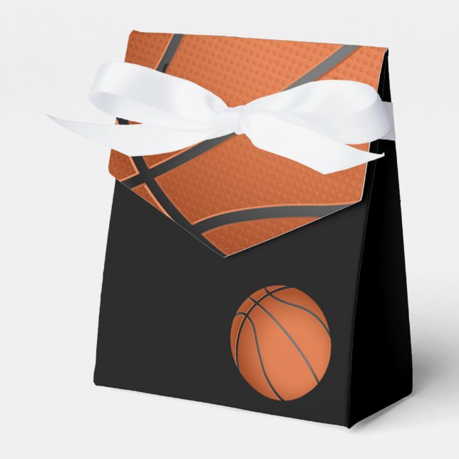 Black Basketball Baby Shower Treat Favor Box (Front Side)