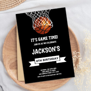 Black Basketball Birthday Invitation