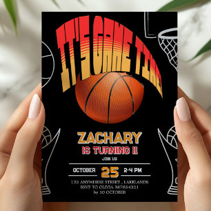 Black Basketball Birthday Party Invitation