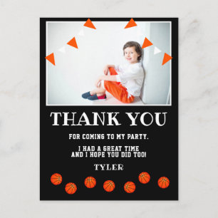 Black Basketball Birthday Photo Thank you Postcard