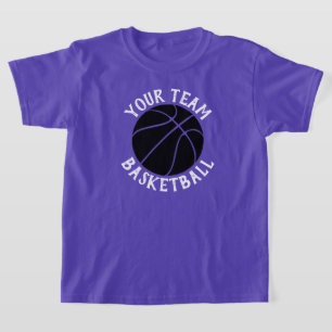 Black Basketball Team, Player Name & Jersey Number T-Shirt