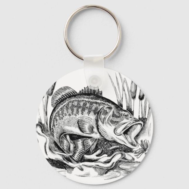 Black bass keychain (Front)