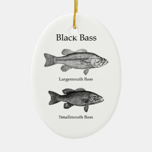 Black Bass (line art) Ceramic Ornament
