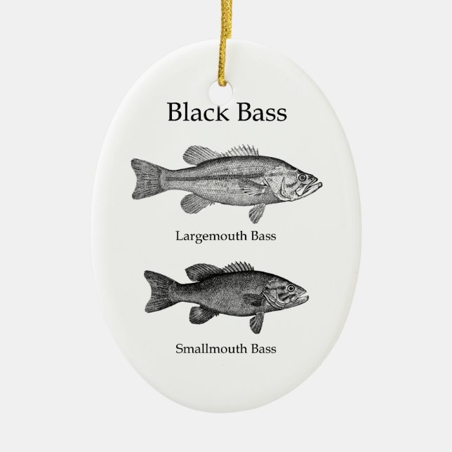 Black Bass (line art) Ceramic Ornament (Front)