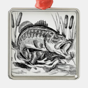Black bass metal ornament