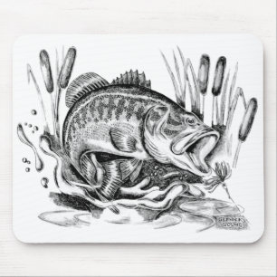 Black bass mouse pad