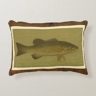 Black Bass on a Green Background Accent Pillow