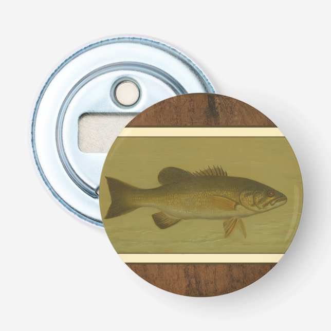 Black Bass on a Green Background Bottle Opener (Front)