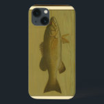 Black Bass on a Green Background iPhone 13 Case<br><div class="desc">This piece of arwork will please any fish amateur. The painting represents a black bass swimming into green water. In this image, the brown borders makes it the perfect decorative art piece.</div>