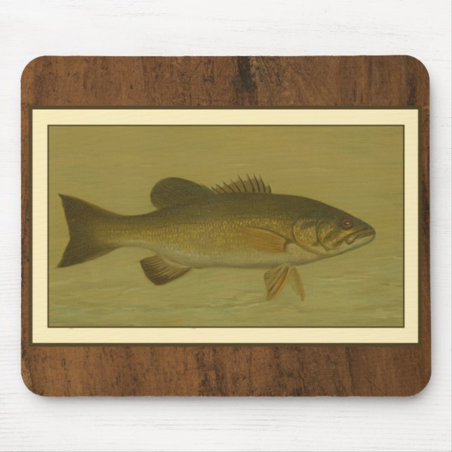 Black Bass on a Green Background Mouse Pad (Front)