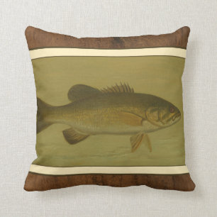 Black Bass on a Green Background Throw Pillow