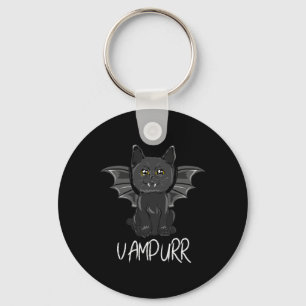 Black Bat Cat Halloween Vampire Vampurr Costume Keychain